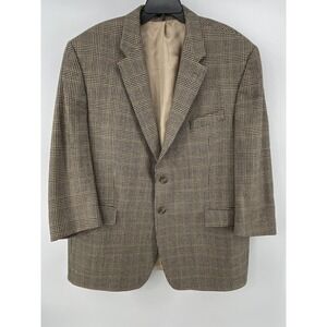 Lauren Ralph Lauren Blazer Sport Coat Mens 50R Brown Glen Plaid Wool 2 Button